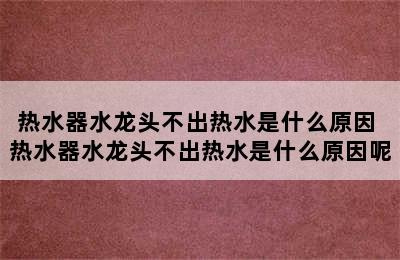 热水器水龙头不出热水是什么原因 热水器水龙头不出热水是什么原因呢